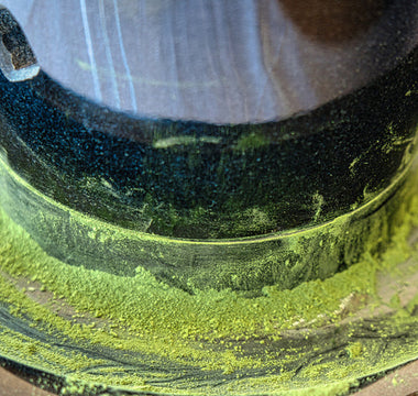 Stone-milling matcha at waka matcha's Nara farm — traditional granite mill, 30g per hour